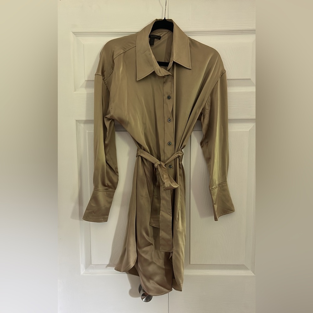 Banana Republic Tan Long Sleeve Shirt Dress